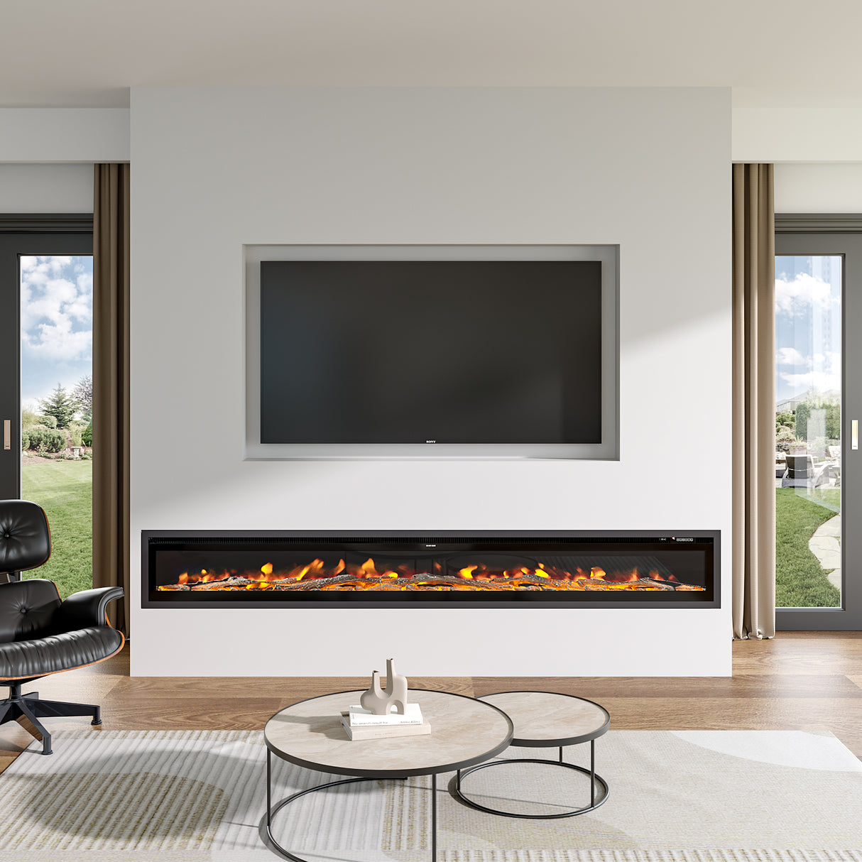 Versatile Media Wall Electric Fireplace Insert | LED Realistic Flame Effect with Remote Control