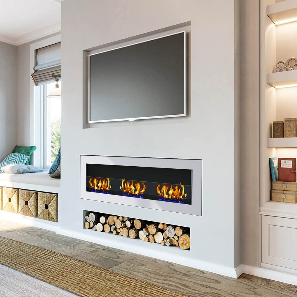 35/47 Inch Bioethanol Stainless Steel Wall Mounted Fireplace