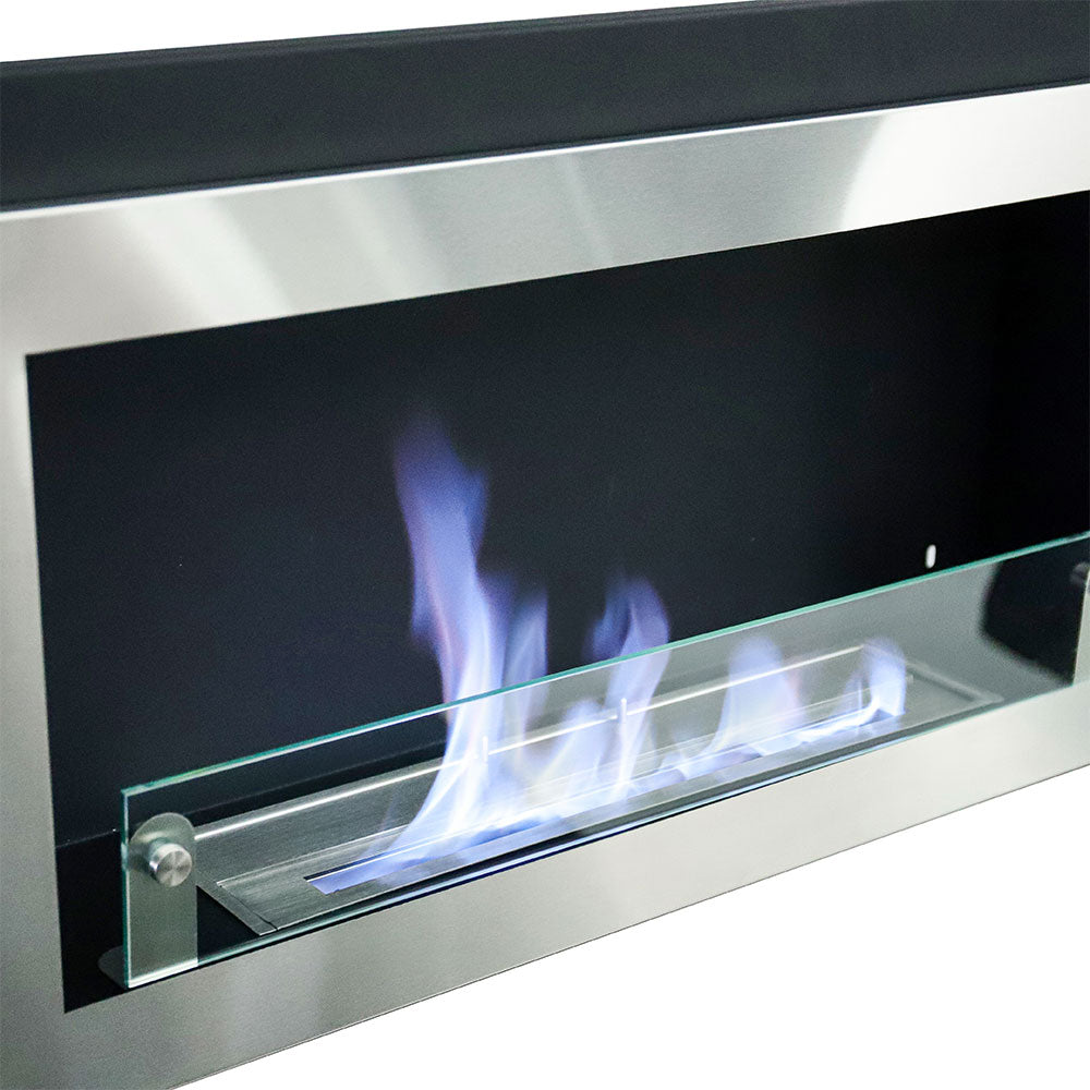 45inch Bio Ethanol Built in Recessed Wall Mount Fireplace Silver