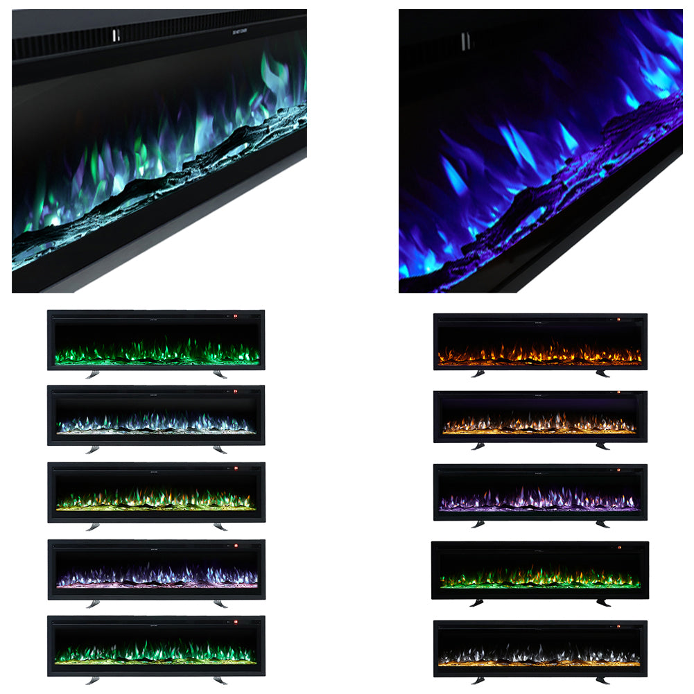 Versatile Media Wall Electric Fireplace Insert | LED Realistic Flame Effect with Remote Control