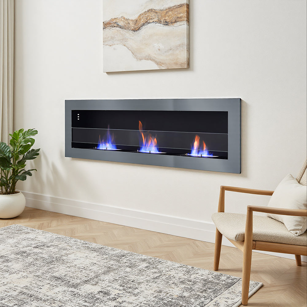 35/47 Inch Bioethanol Stainless Steel Wall Mounted Fireplace