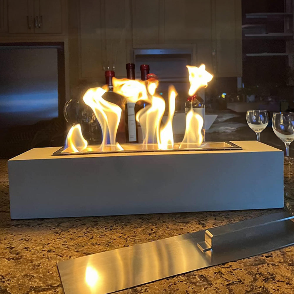 Eco-Friendly Concrete Tabletop Bioethanol Fireplace | Real Smokeless Flame