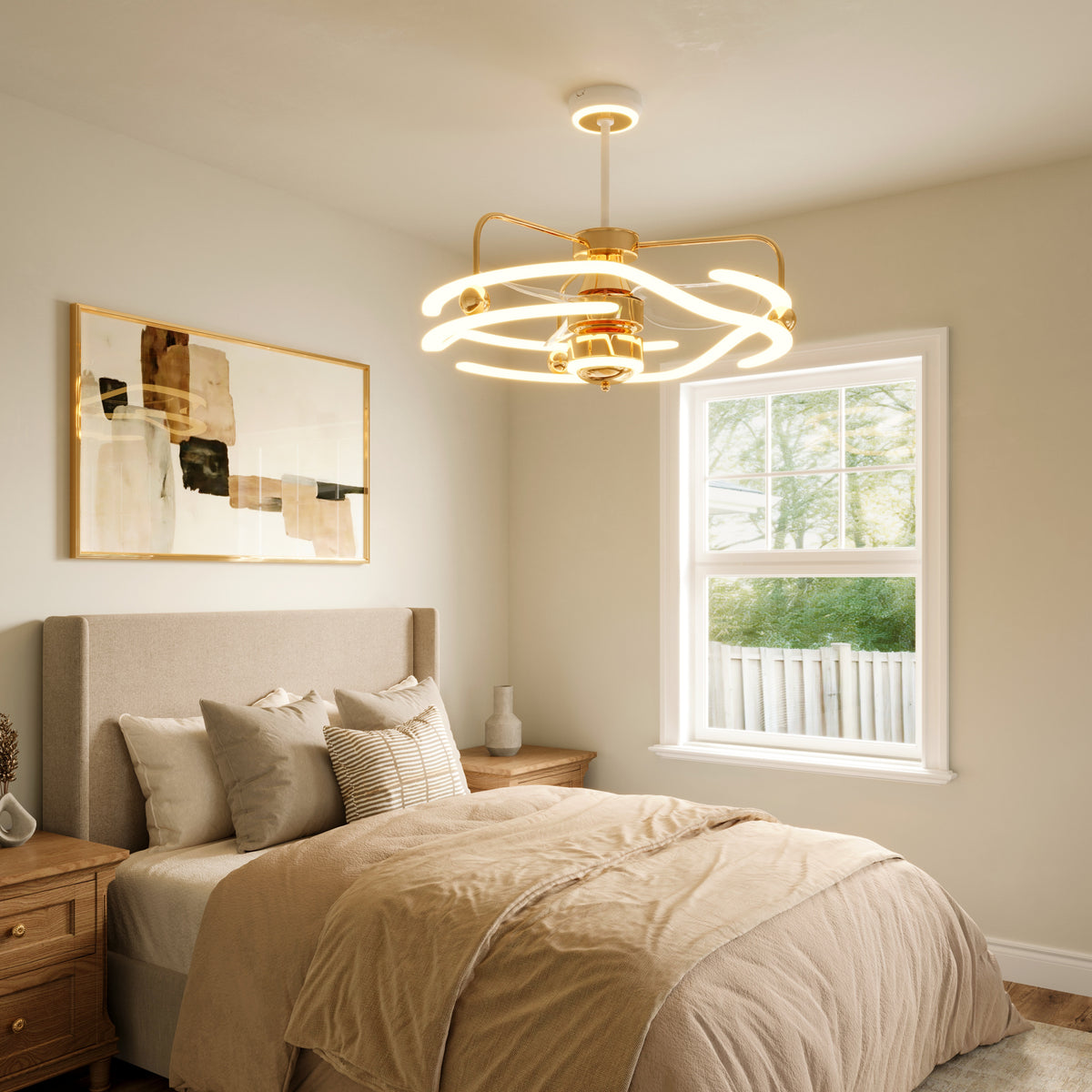 Modern Ceiling Fan with Light and Remote Control - Quiet & Adjustable