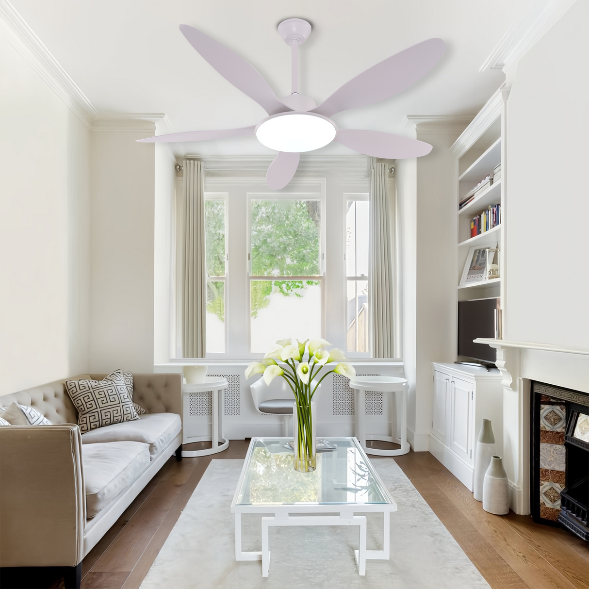 Low-Noise 5-Blade Fan Light with Adjustable Speeds and Timer Feature