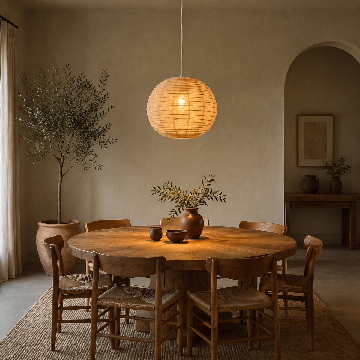 Lightsin Wabi-Sabi Linen Spherical Pendant Light for Bedroom, Dining Room & Boho Interiors Lightsin UK