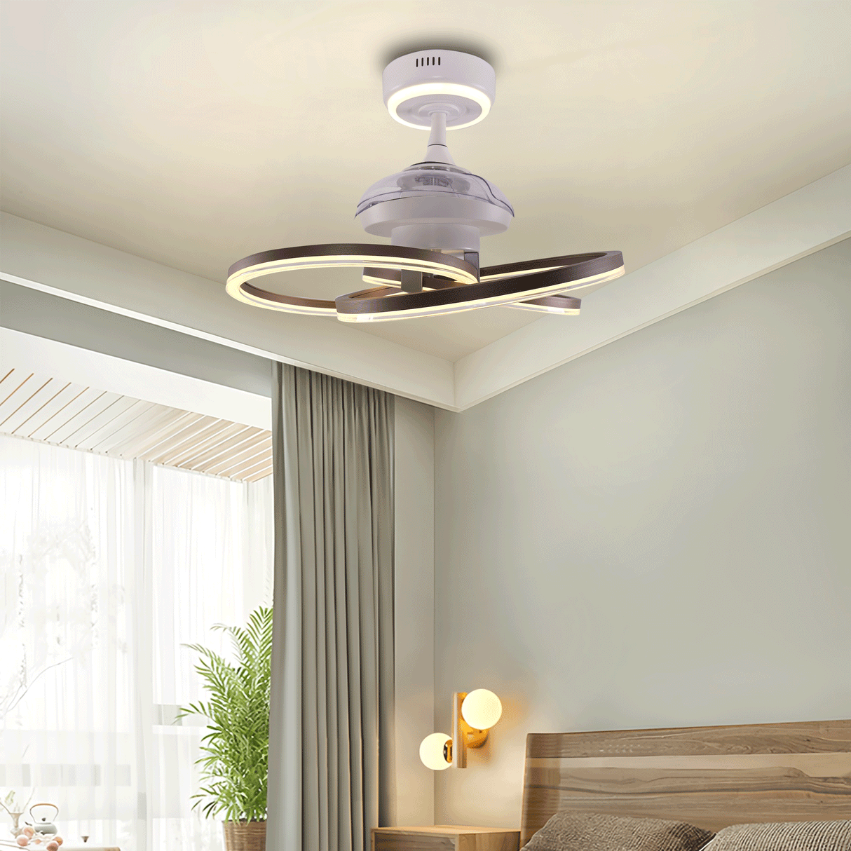 Quiet Copper Aluminum Fan Light with Remote Timer Control