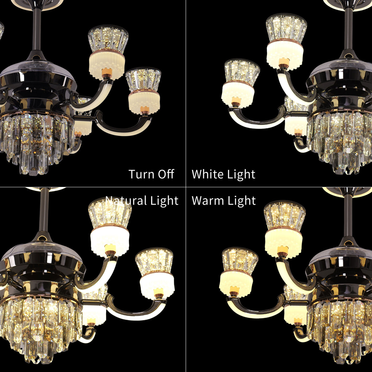 Luxurious Palace Crystal Ceiling Fan with LED Dimmable Lights