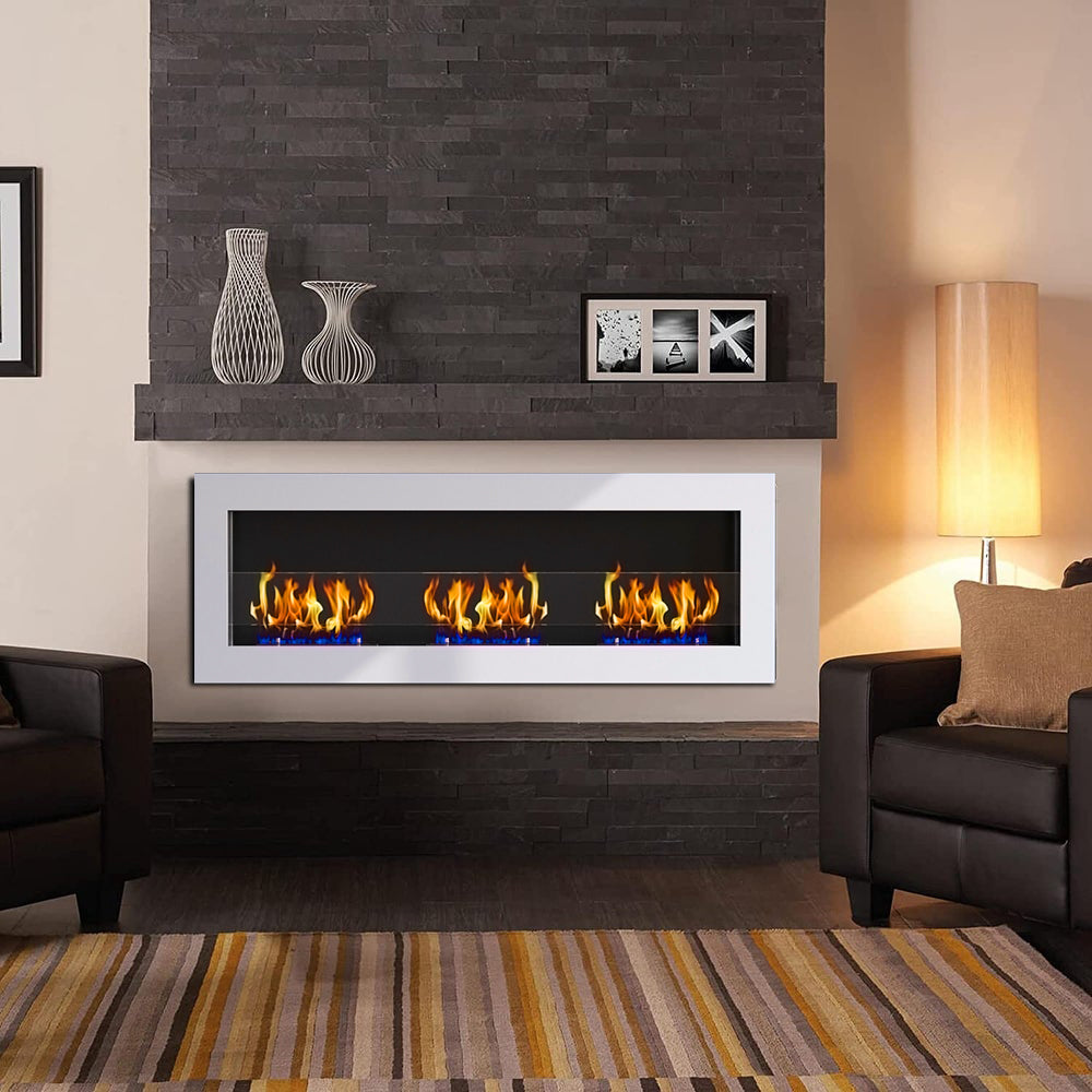 35/47 Inch Bioethanol Stainless Steel Wall Mounted Fireplace