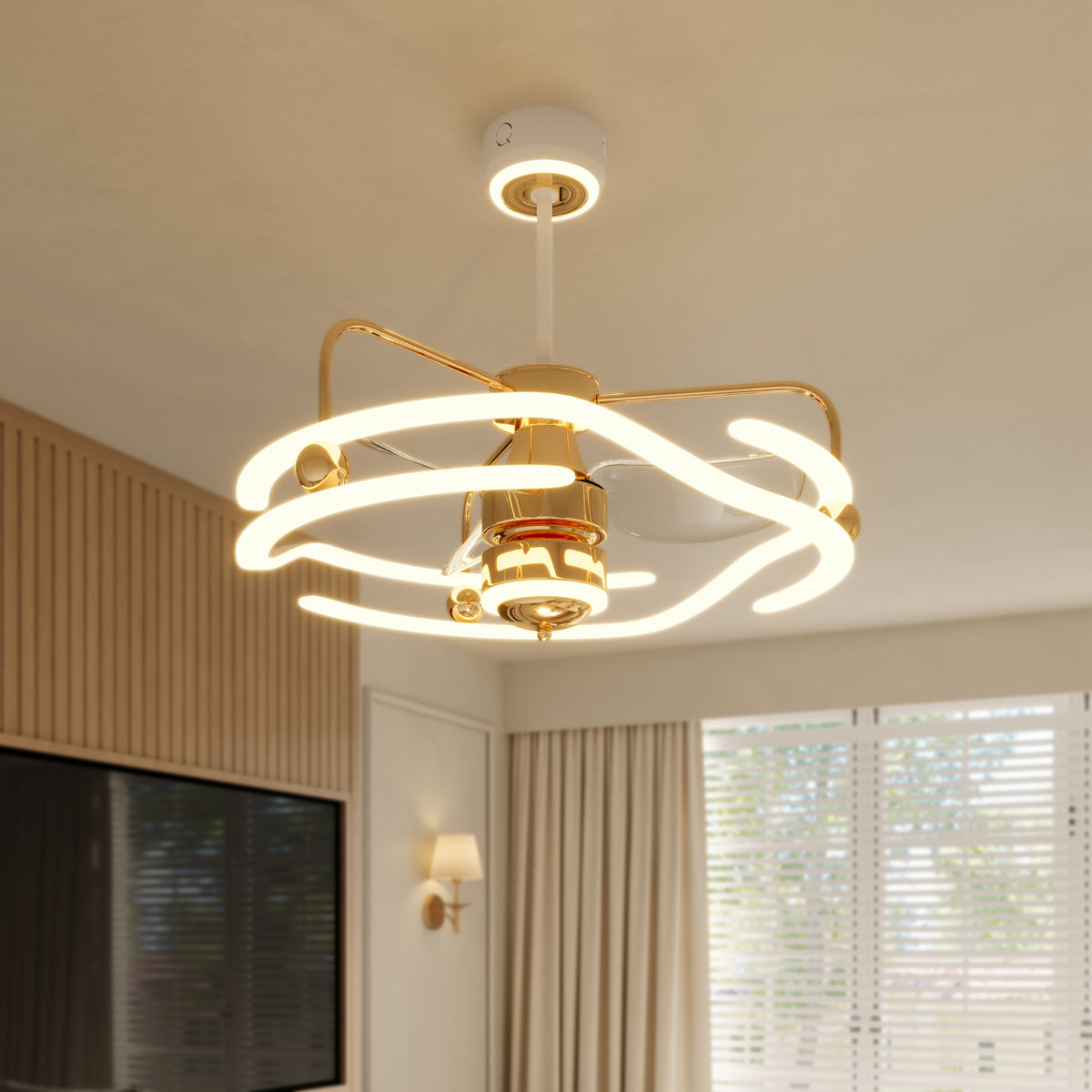 Modern Ceiling Fan with Light and Remote Control - Quiet & Adjustable