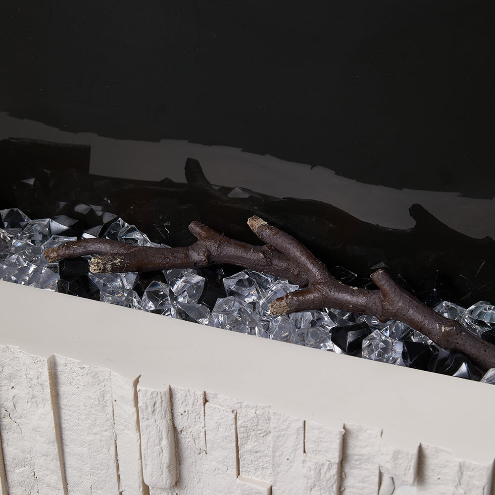 47/59 Inch Wall Mounted Electric Fireplace with Faux Stone Mantel, WiFi, Remote & LED Flames