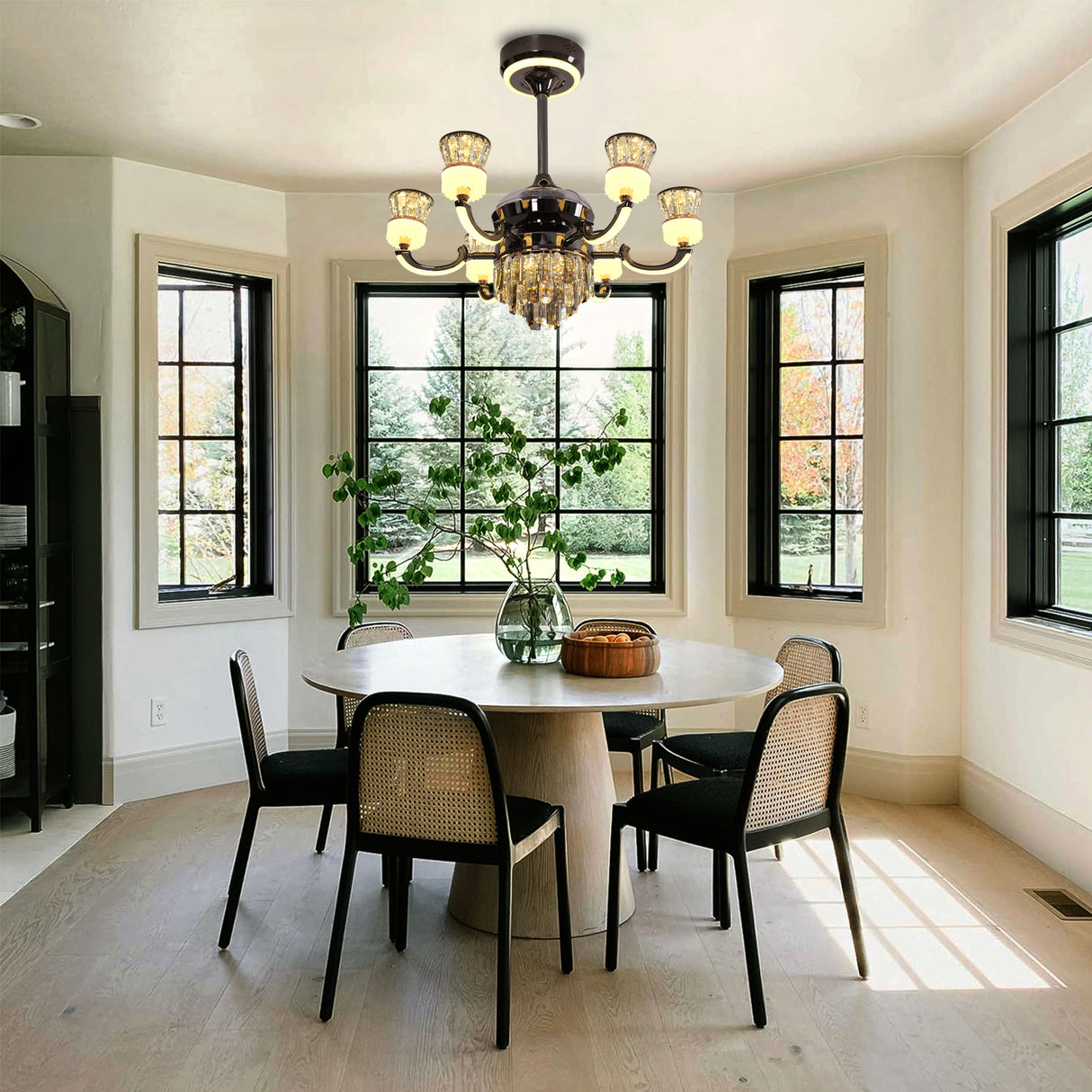 Luxurious Palace Crystal Ceiling Fan with LED Dimmable Lights