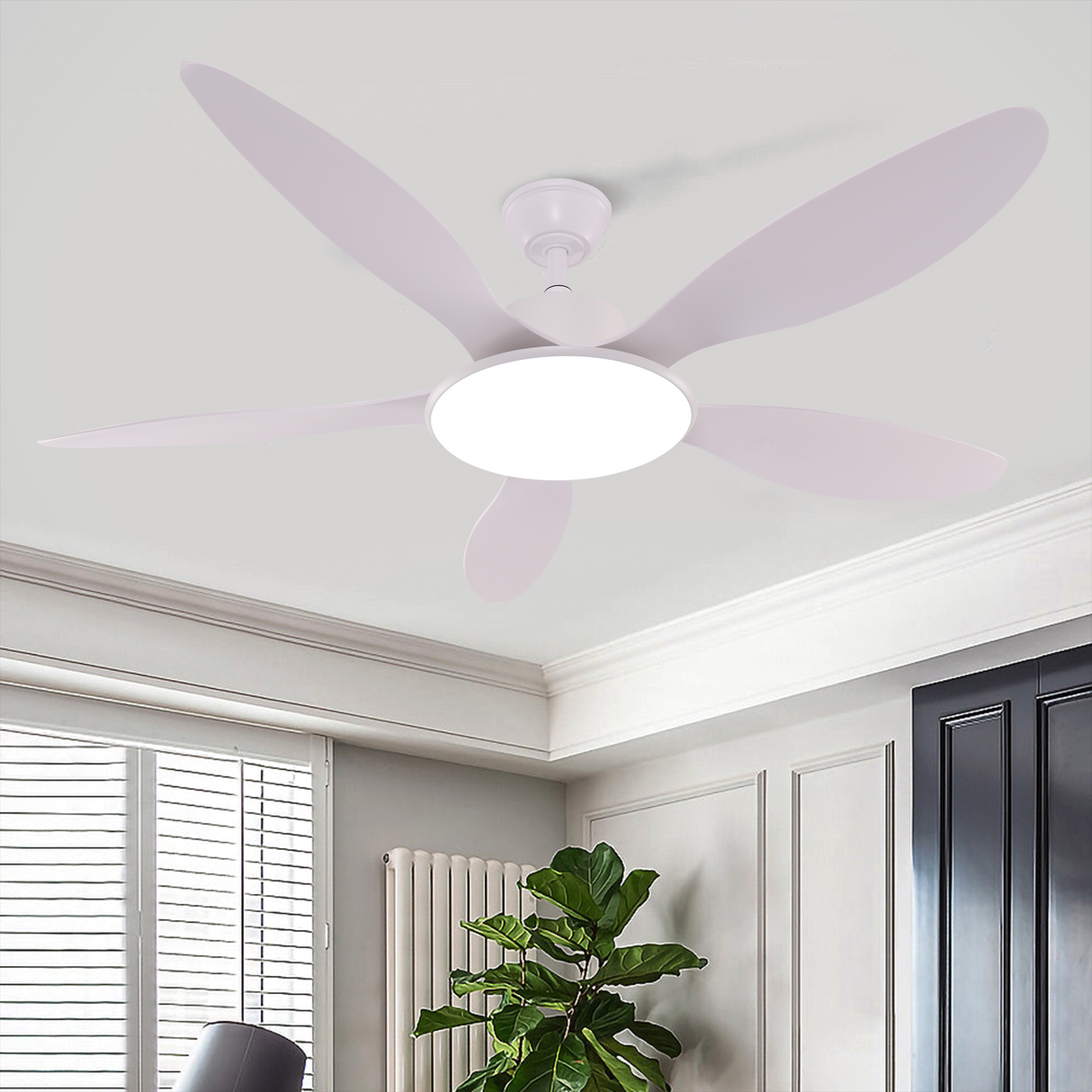 Low-Noise 5-Blade Fan Light with Adjustable Speeds and Timer Feature