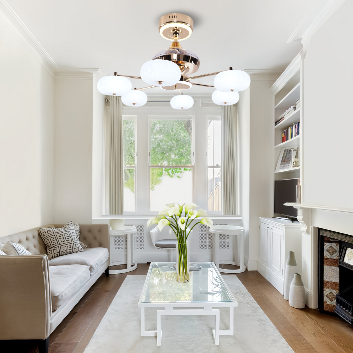 Quiet Copper Acrylic Fan Light with 6-Speed Control