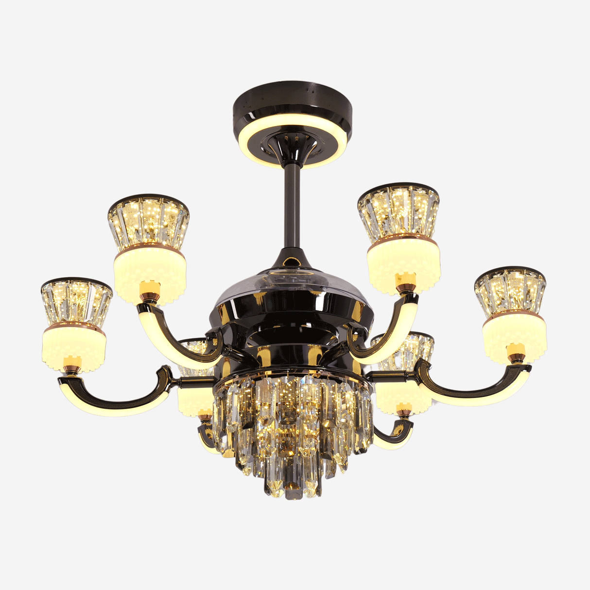 Luxurious Palace Crystal Ceiling Fan with LED Dimmable Lights