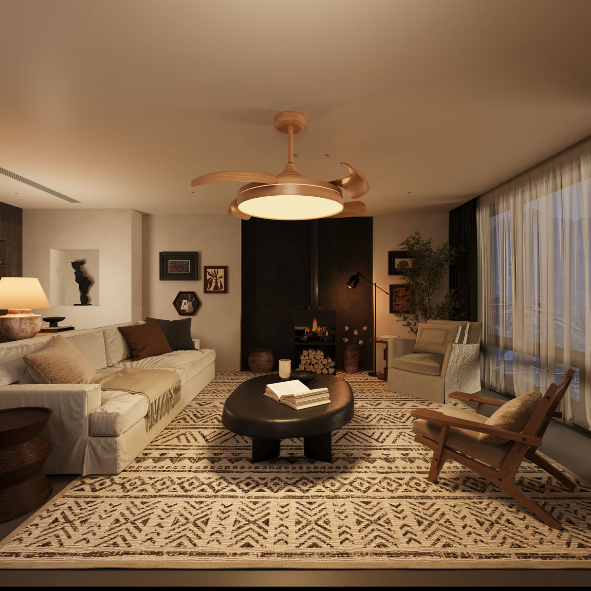 Elegant Contemporary Ceiling Fan Light Featuring Soft LED Illumination