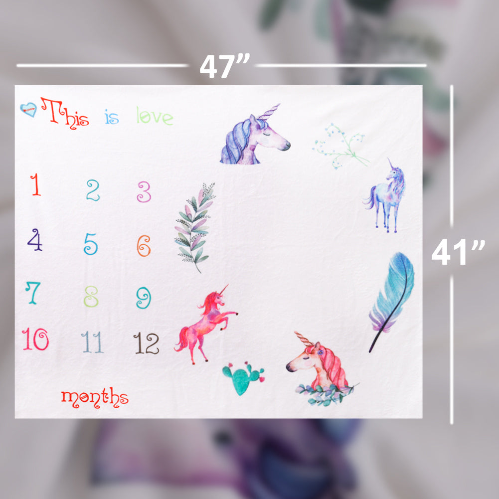 Unicorn Baby Background Photography Blanket Milestone Prop Blanket