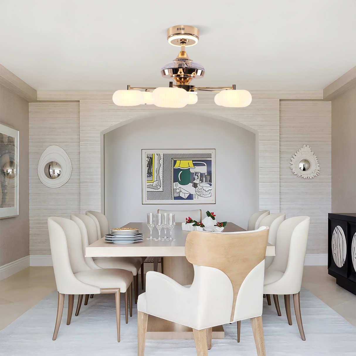 Quiet Copper Acrylic Fan Light with 6-Speed Control