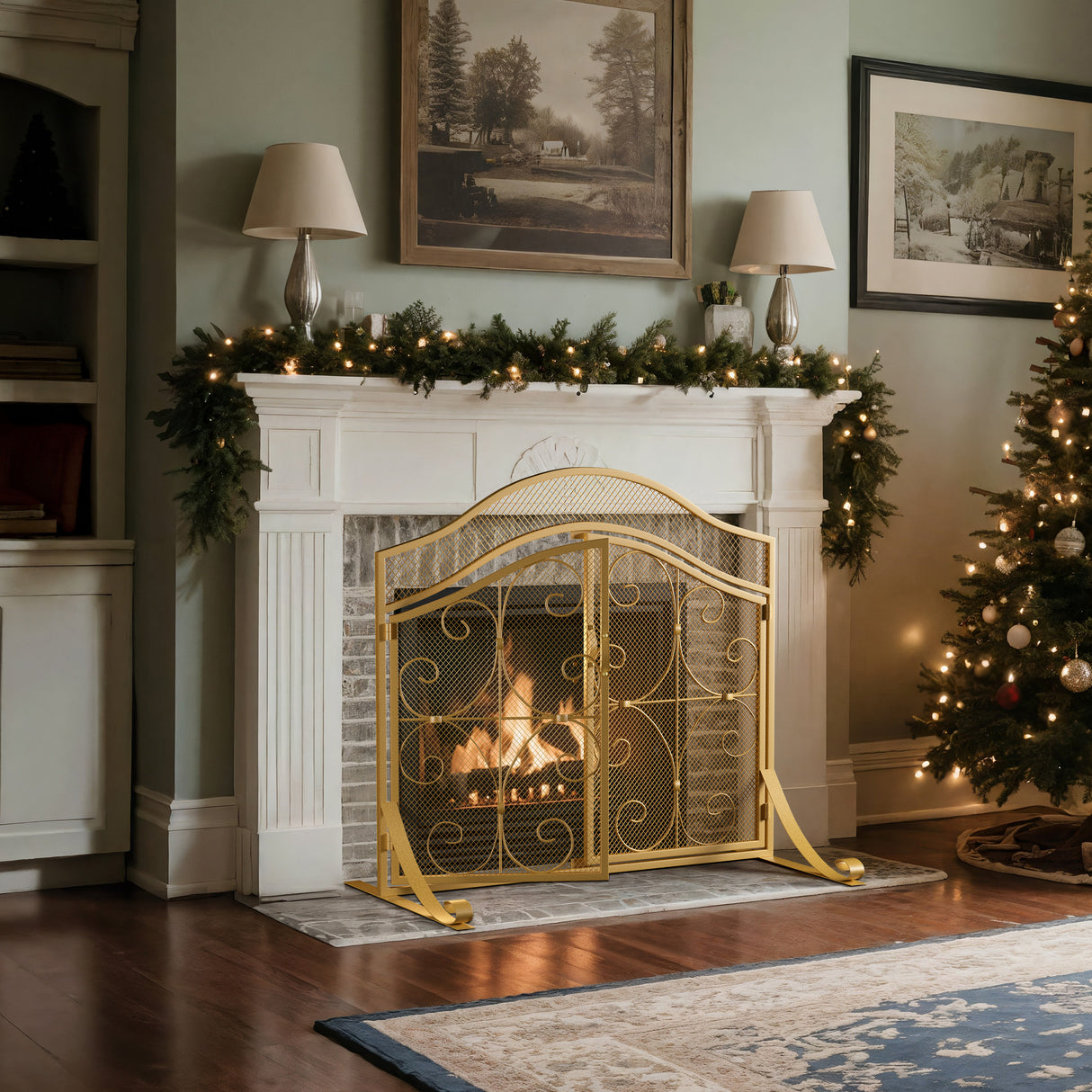 Iron Fireplace Screen Gold Powder Coated – 90x32x78.8cm