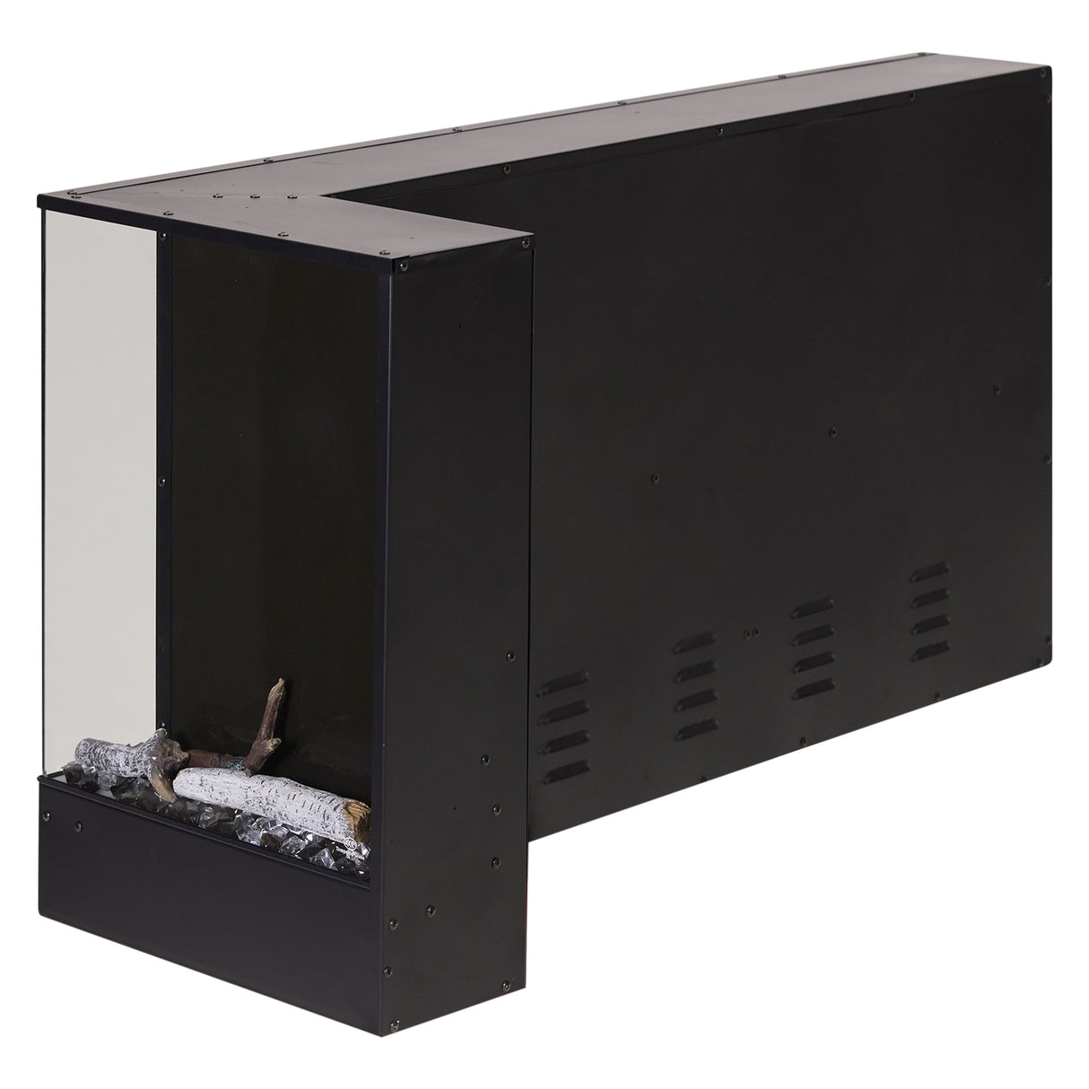 46/60inch L-Shaped Electric Fireplace – WiFi Control, LED Display, Resin Logs & Crystal Stones with Heating