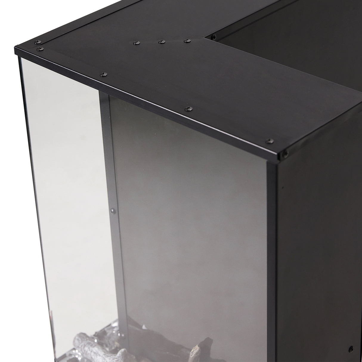 46/60inch L-Shaped Electric Fireplace – WiFi Control, LED Display, Resin Logs & Crystal Stones with Heating