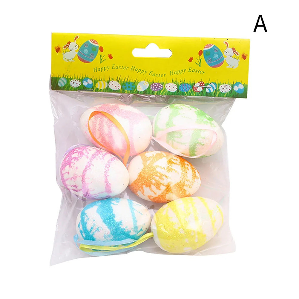 Easter DIY Painted Simulated Egg Pendant with Lanyard Set of 6