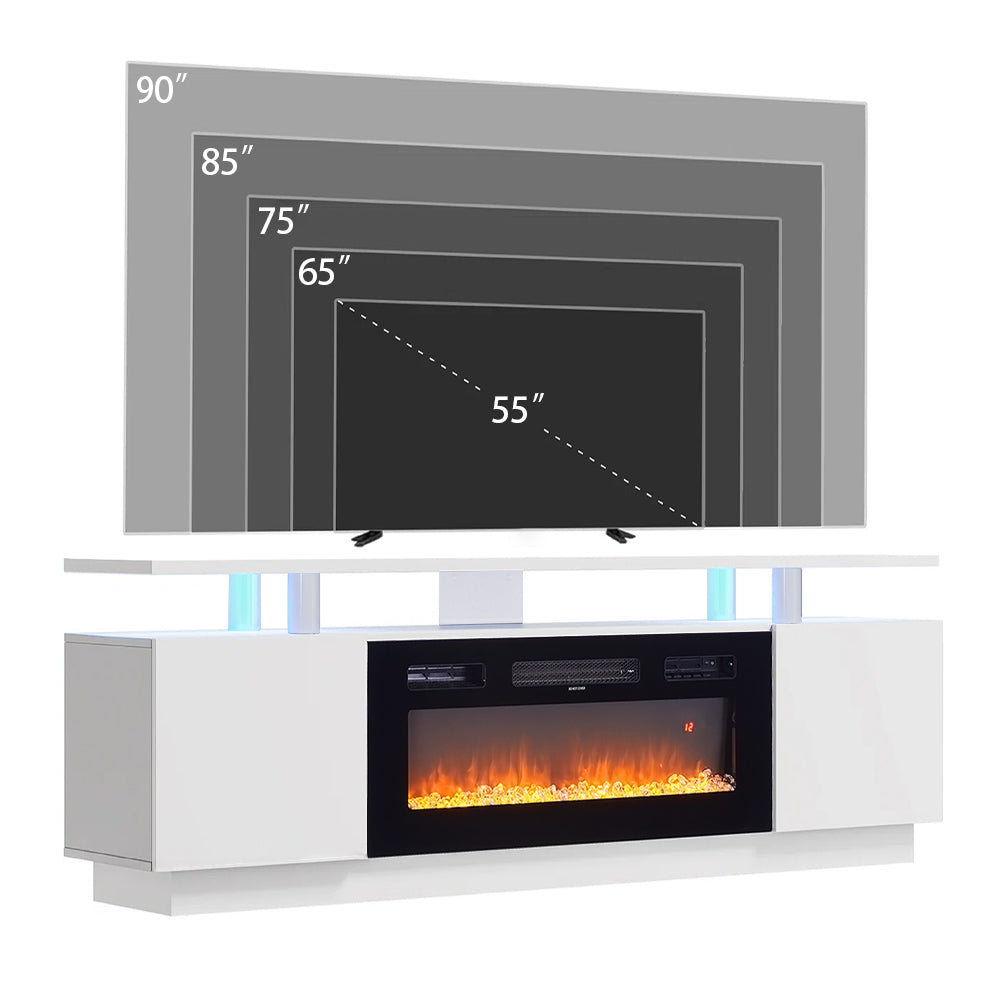 70-Inch Electric Fireplace TV Stand | 12 Flame Colours & Remote Control