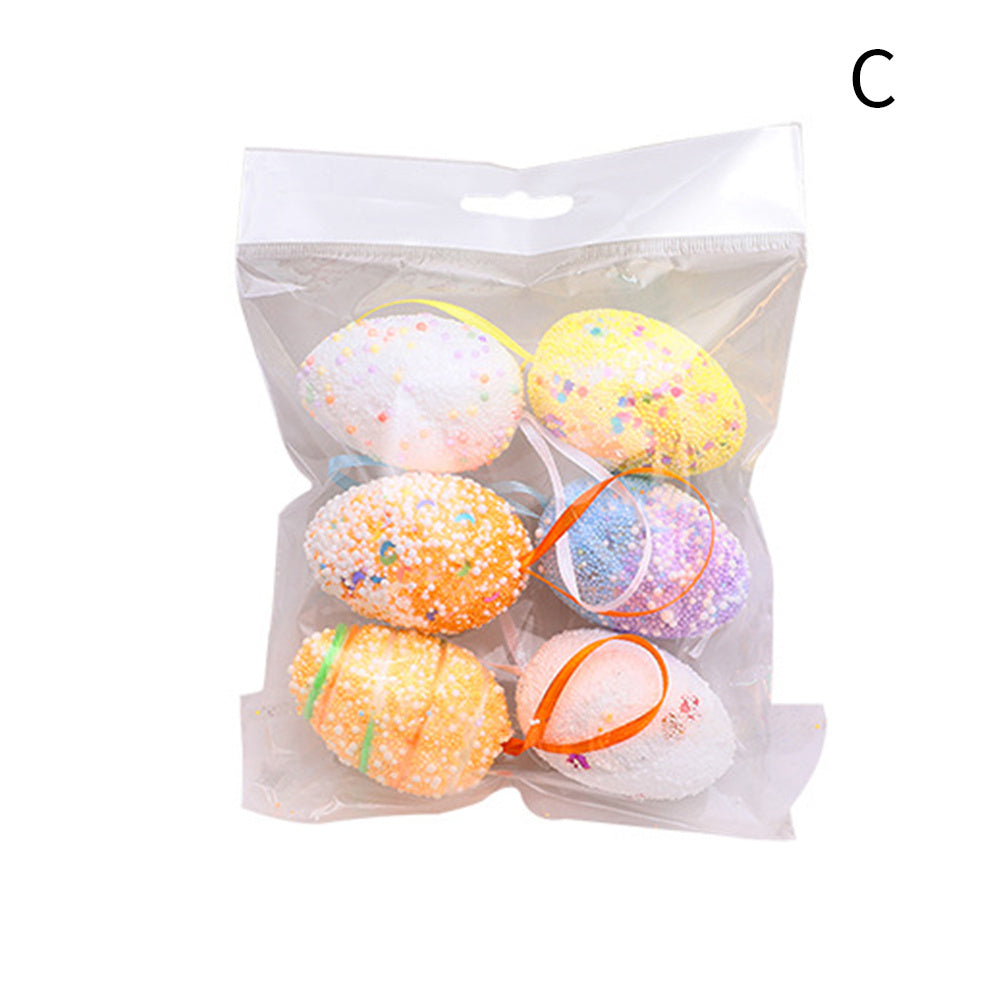 Easter DIY Painted Simulated Egg Pendant with Lanyard Set of 6