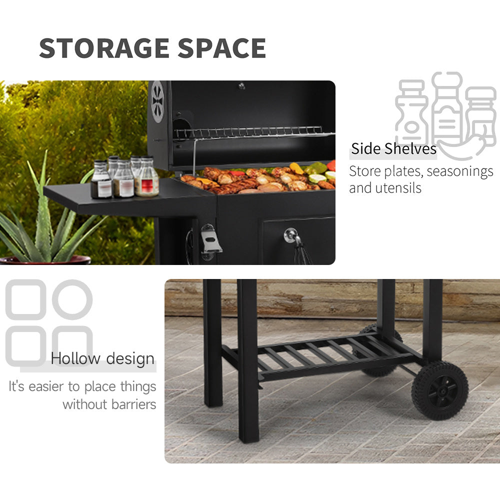 Outdoor Carbon Steel Charcoal BBQ Grill with Chimney