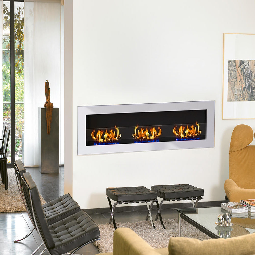 35/47 Inch Bioethanol Stainless Steel Wall Mounted Fireplace