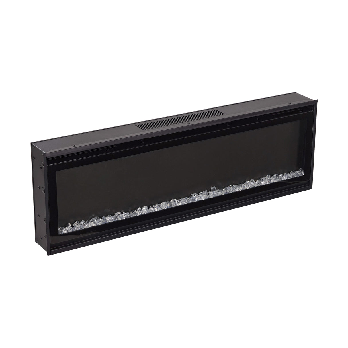 40/50/60inch Black Wall Mounted & Recessed Electric Fireplace with Adjustable Flame & Brightness
