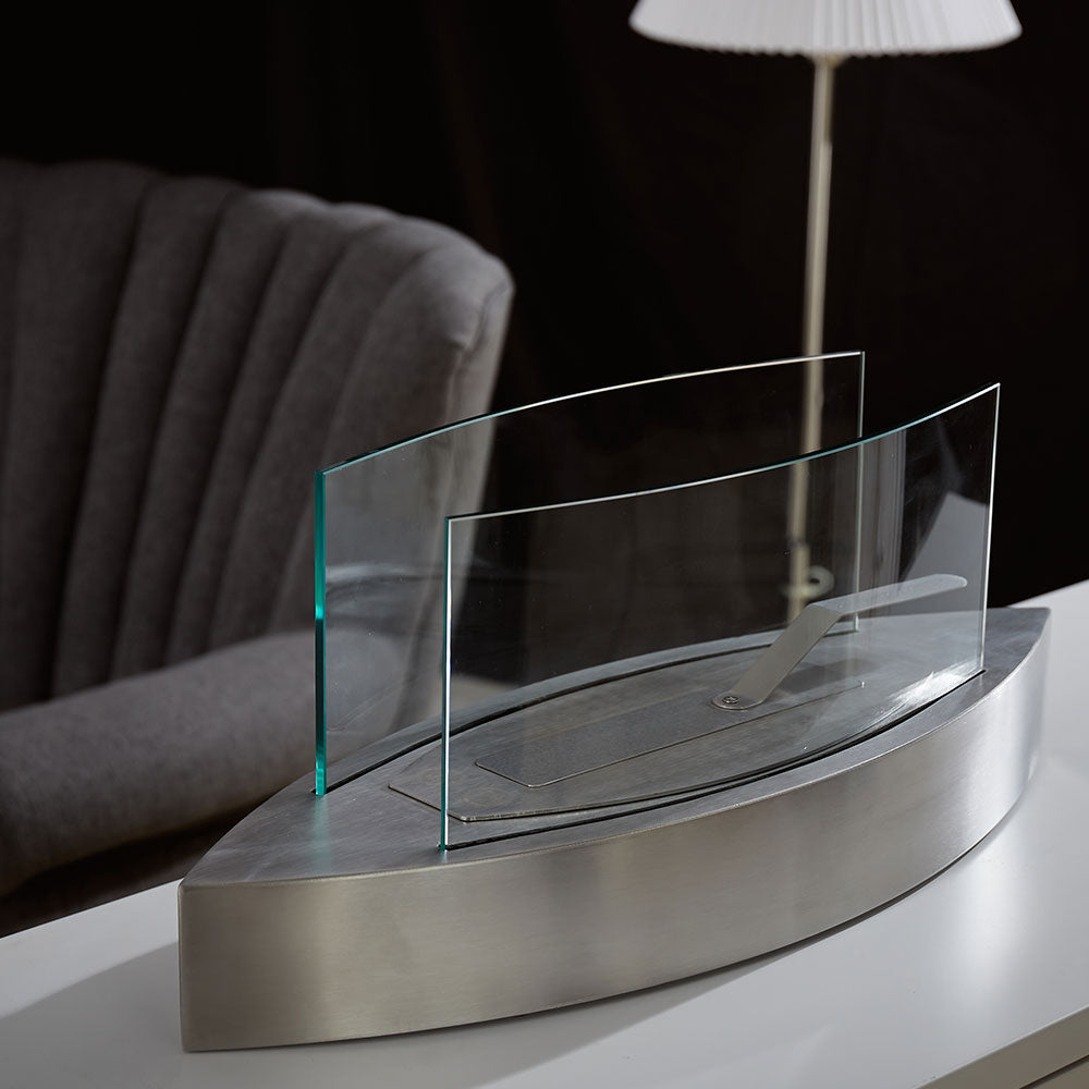 Portable Bio Ethanol Fireplace | Real Flame with Tempered Glass Guard