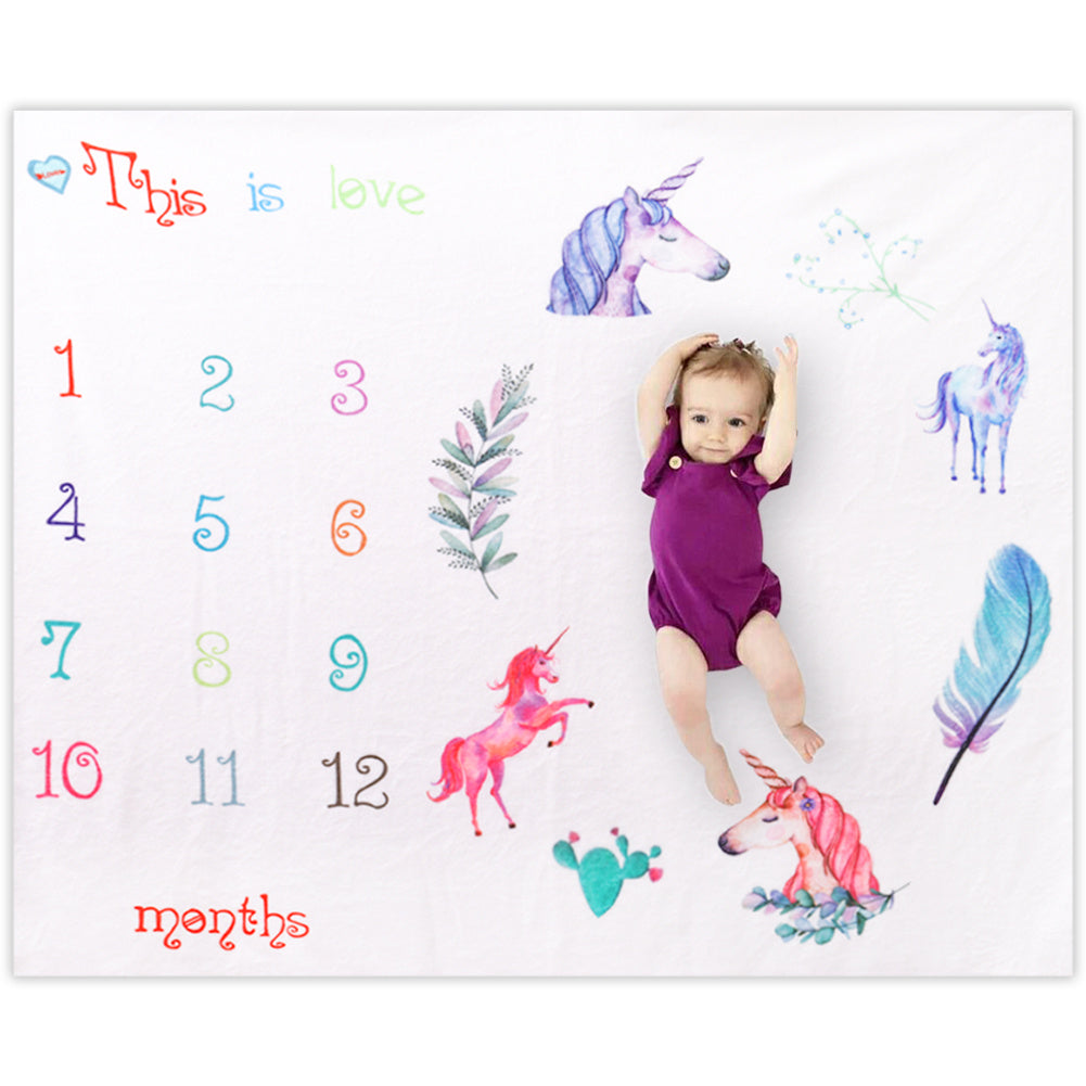 Unicorn Baby Background Photography Blanket Milestone Prop Blanket