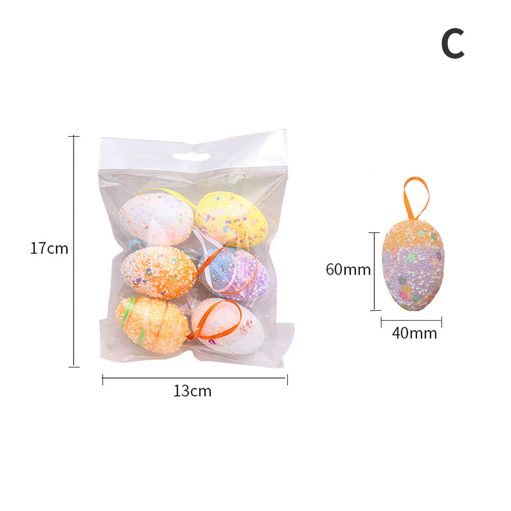 Easter DIY Painted Simulated Egg Pendant with Lanyard Set of 6