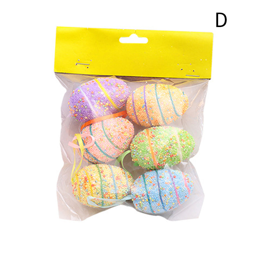 Easter DIY Painted Simulated Egg Pendant with Lanyard Set of 6
