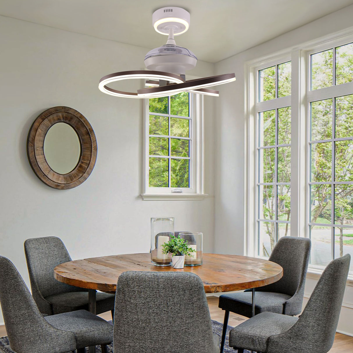 Quiet Copper Aluminum Fan Light with Remote Timer Control