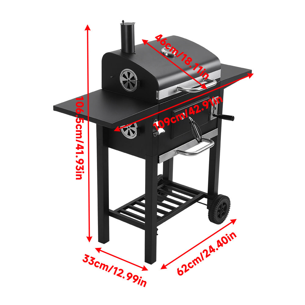 Outdoor Carbon Steel Charcoal BBQ Grill with Chimney