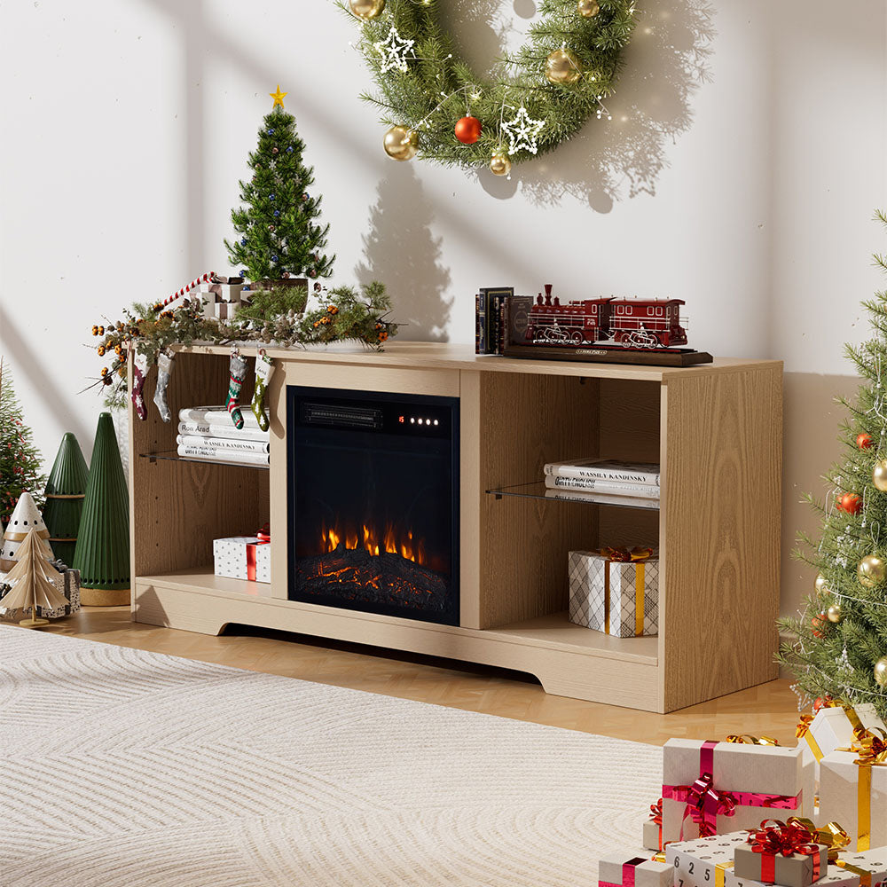 Fireplace Cabinet with 18inch Electric Fire | Touchscreen-enabled, remote-controlled, timer-operated