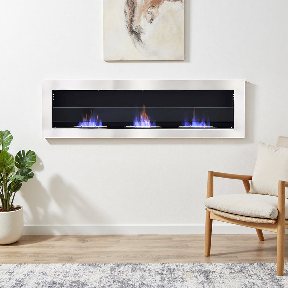 35/47 Inch Bioethanol Stainless Steel Wall Mounted Fireplace