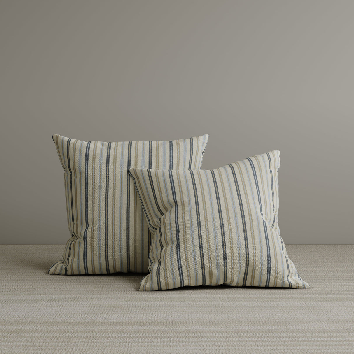 Square Exclusive Design Cushion in Light Blue Striped Cotton Linen, 45*45CM