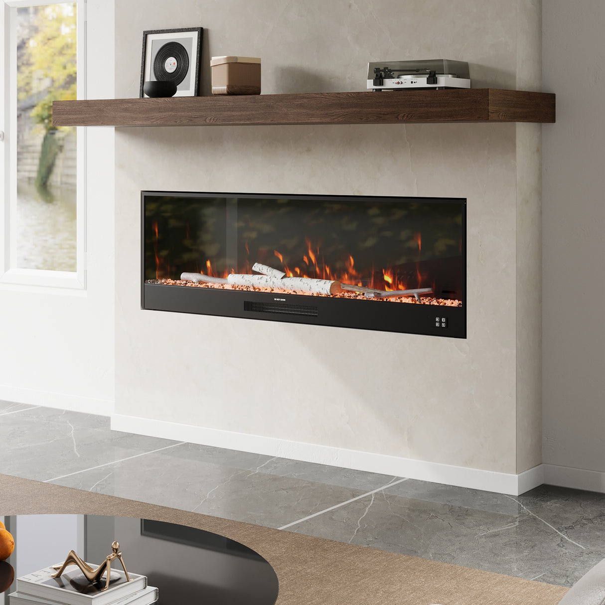 33/46/58inch WiFi Electric Fireplace with LED Display, Realistic Flame Effect & App Control