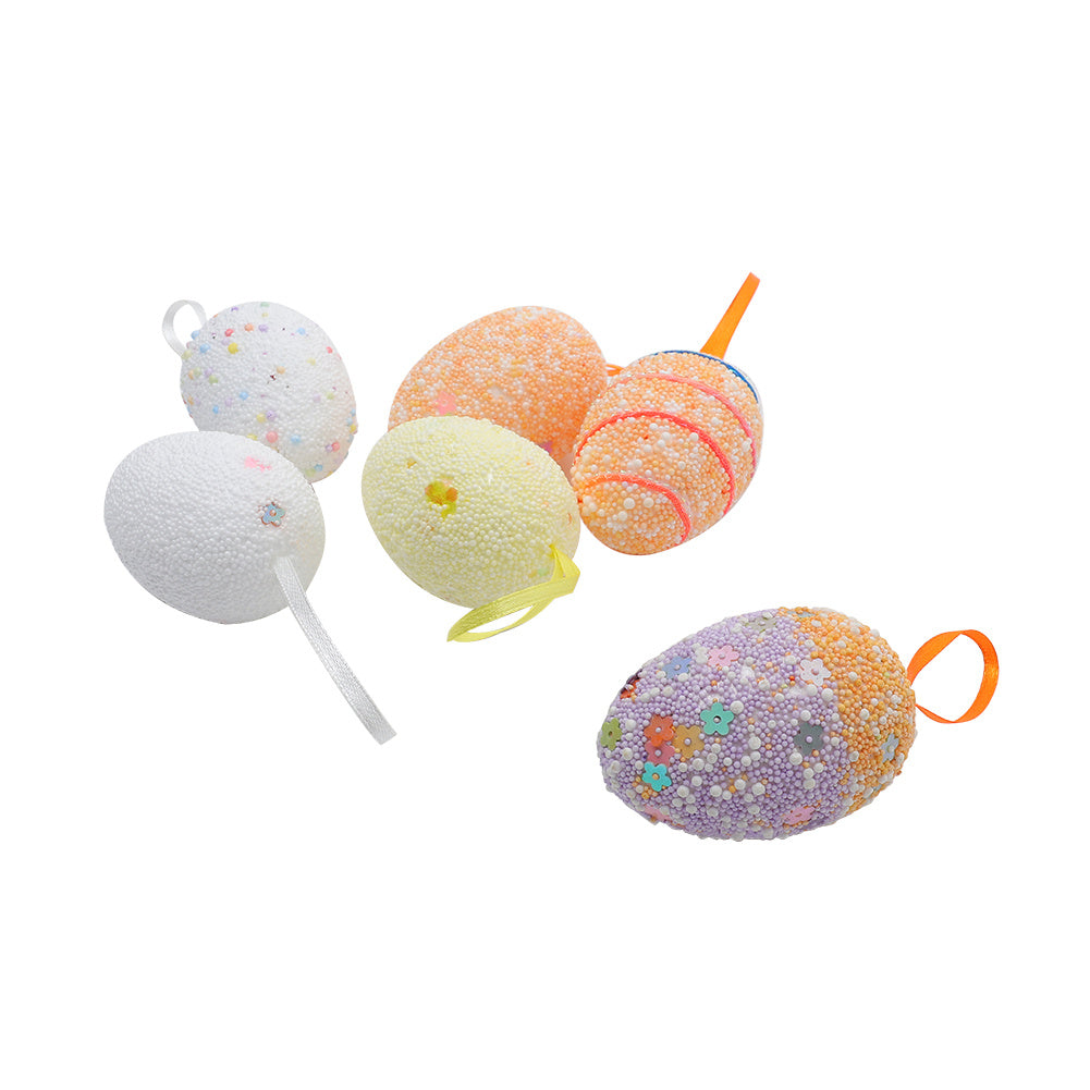 Easter DIY Painted Simulated Egg Pendant with Lanyard Set of 6