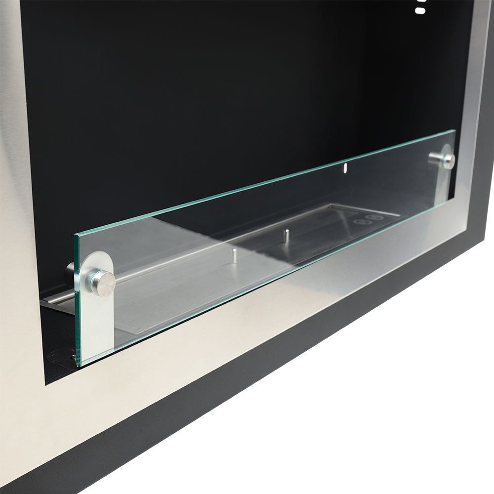 45inch Bio Ethanol Built in Recessed Wall Mount Fireplace Silver
