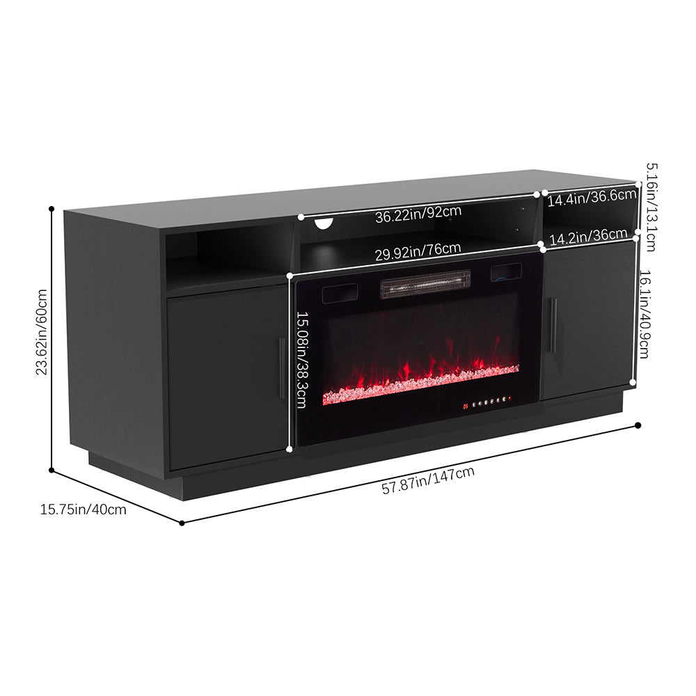 30Inch Electric Fireplace with TV Stand | Large Media Cabinet with 24 Colour Options