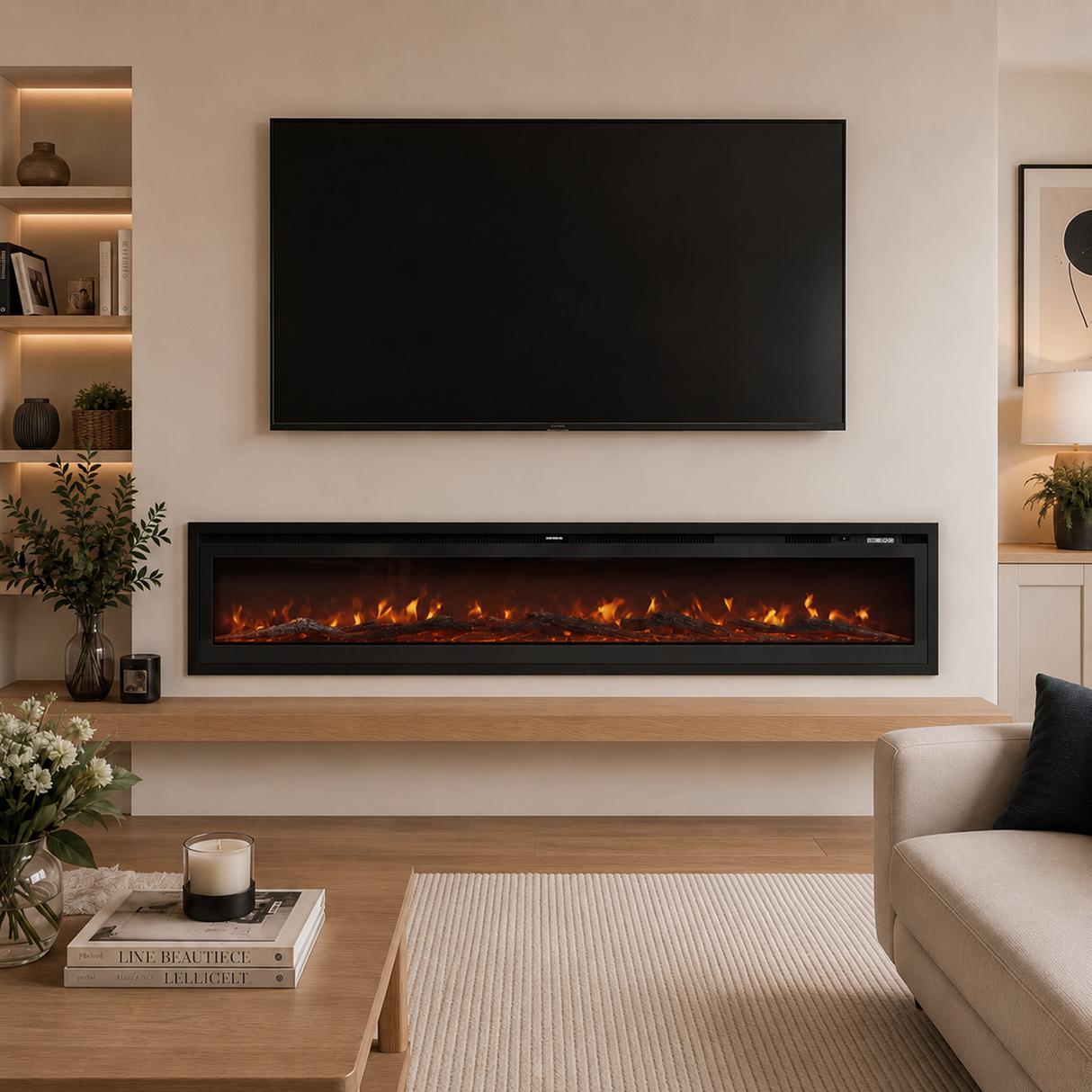 Media Wall Fireplace | 3-in-1 Electric Fireplace Insert with Realistic LED Flames