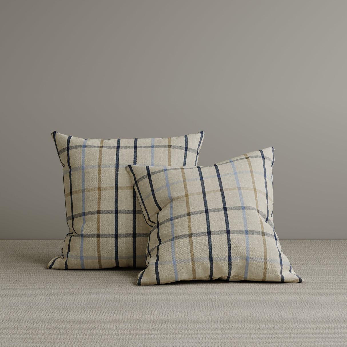 Square Exclusive Design Cushion in Light Blue Checkered Cotton Linen, 45*45CM
