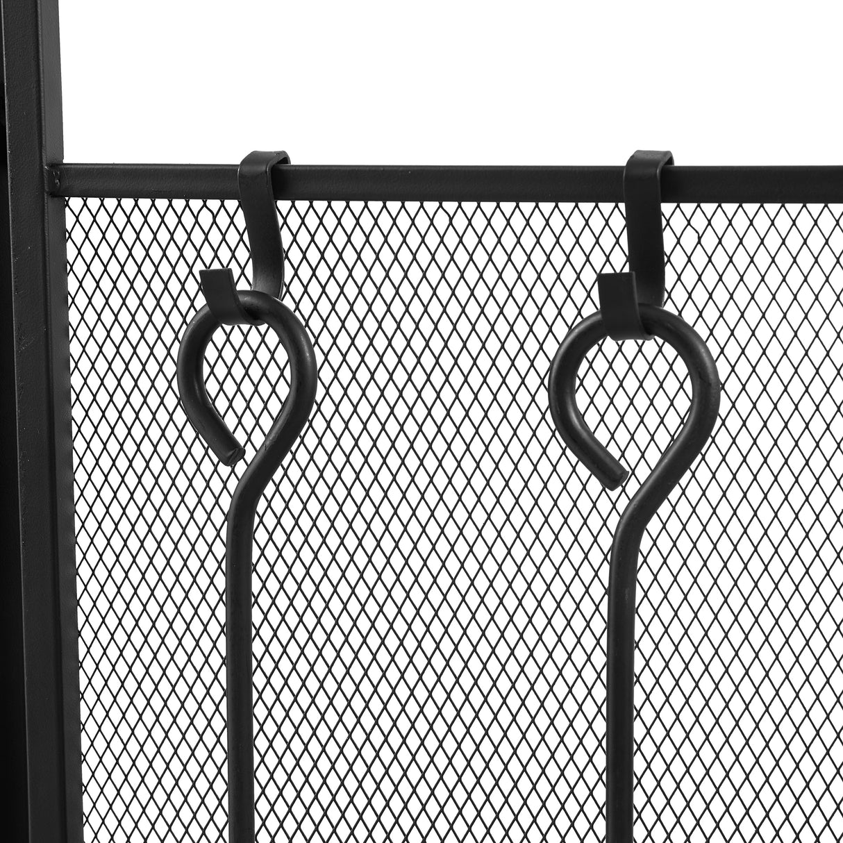 Iron Fireplace Screen with 4-Piece Tool Set Black Powder Coated – 122x1.3x80cm