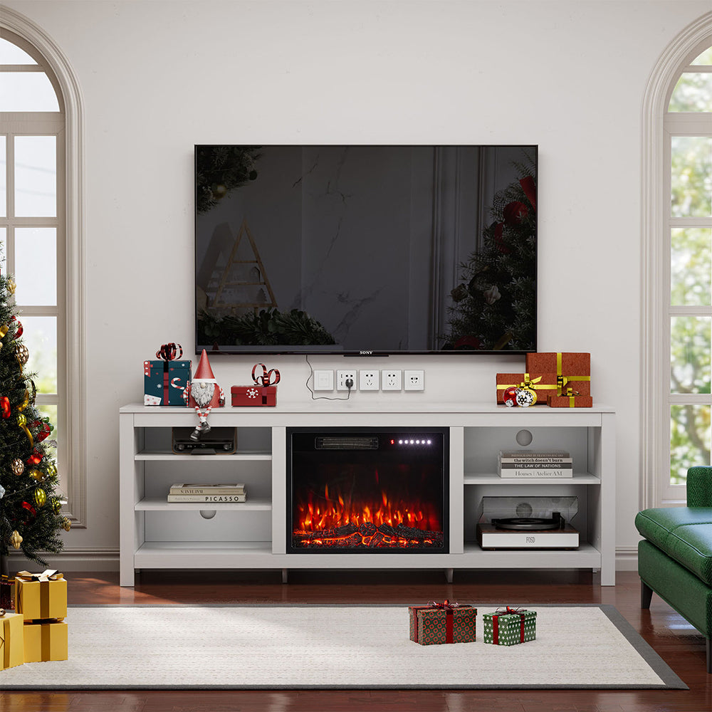 Large Electric Fireplace TV Stand with 23Inch Fireplace | 12 Flame Colours, Remote Control