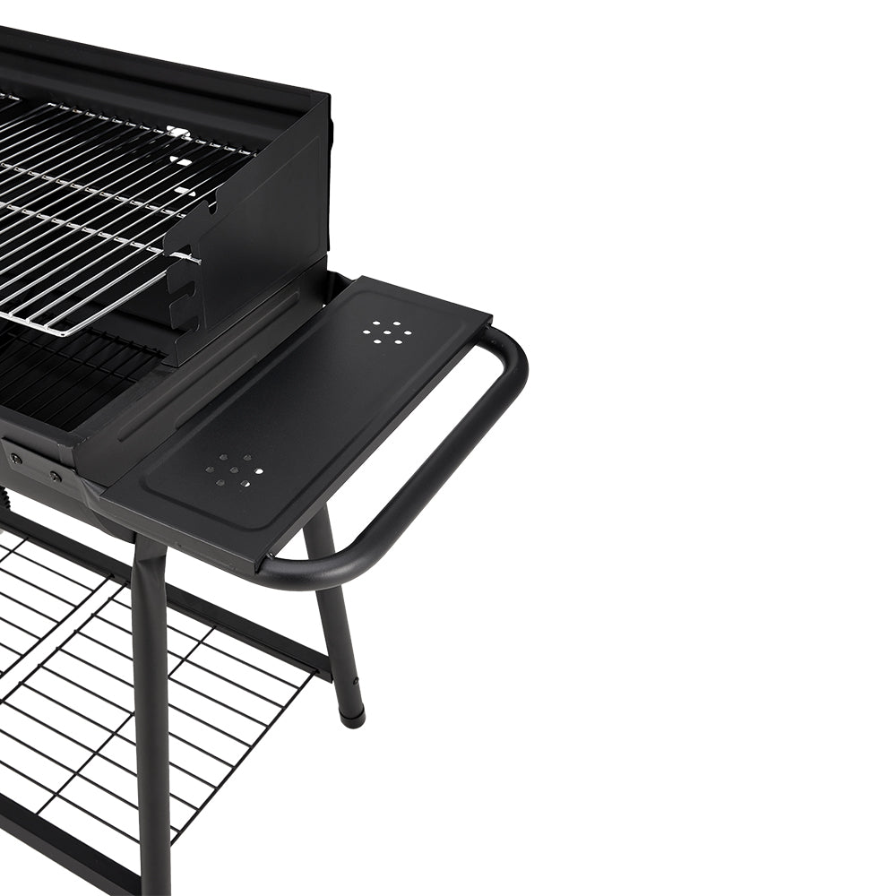 Outdoor Garden Charcoal BBQ Grill with Adjustable Trays and Wheels