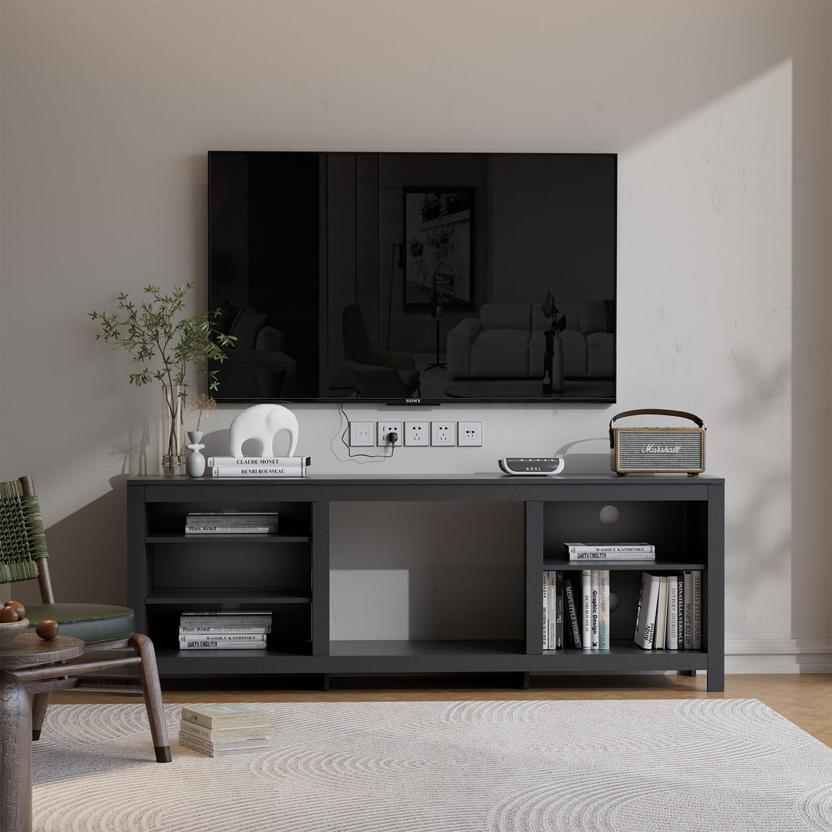 Large Electric Fireplace TV Stand with 23Inch Fireplace | 12 Flame Colours, Remote Control