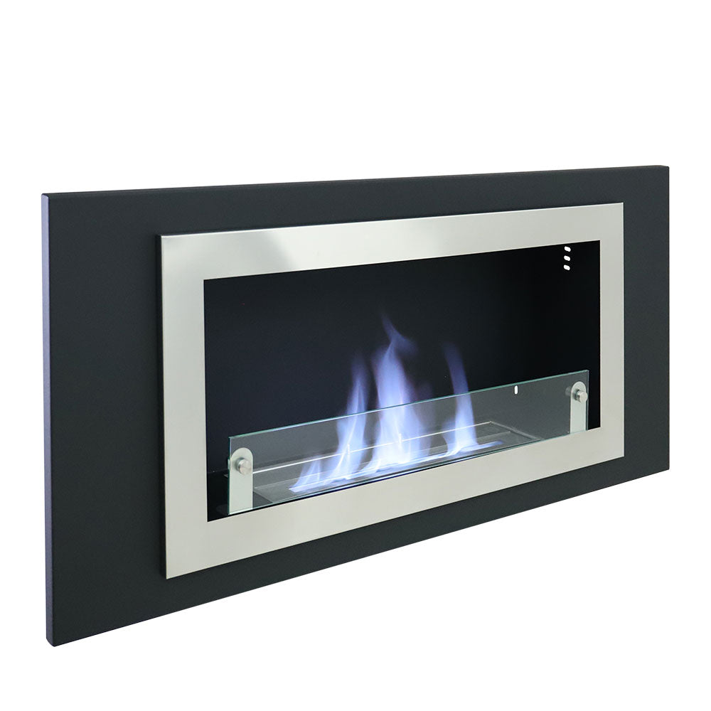 45inch Bio Ethanol Built in Recessed Wall Mount Fireplace Silver
